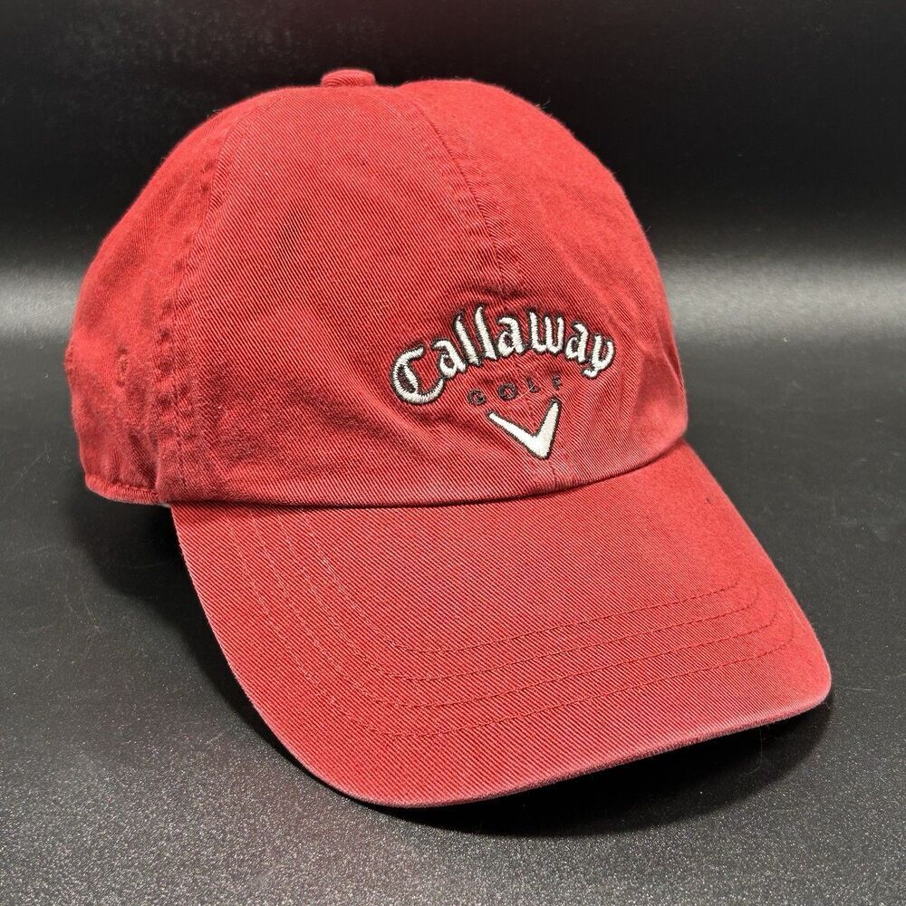 Callaway Golf Hat Unisex Solid Red Adjustable Strap Embroidered 100% Cotton Used